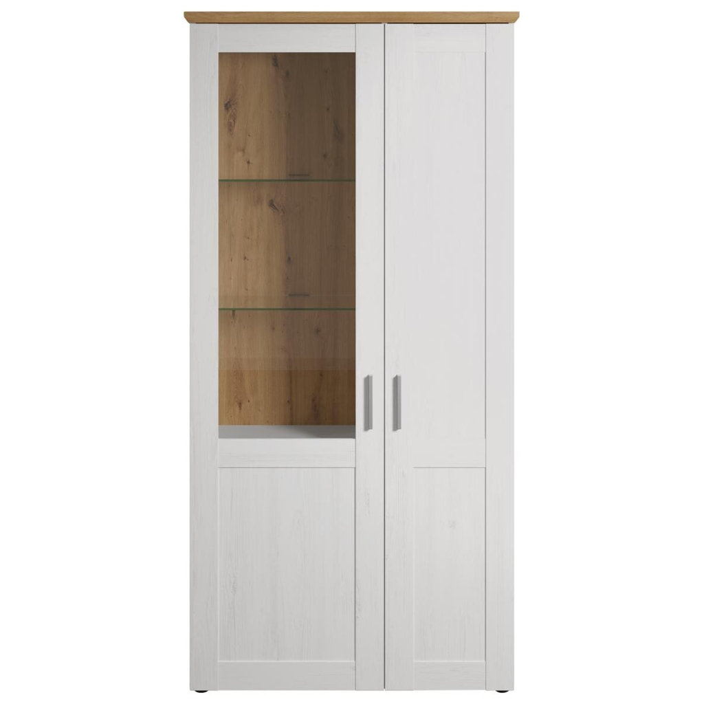 Standvitrine Shade weiß Pinie Nachbildung Eiche Artisan Nachbildung B/H/T: ca. 95x194x38 cm