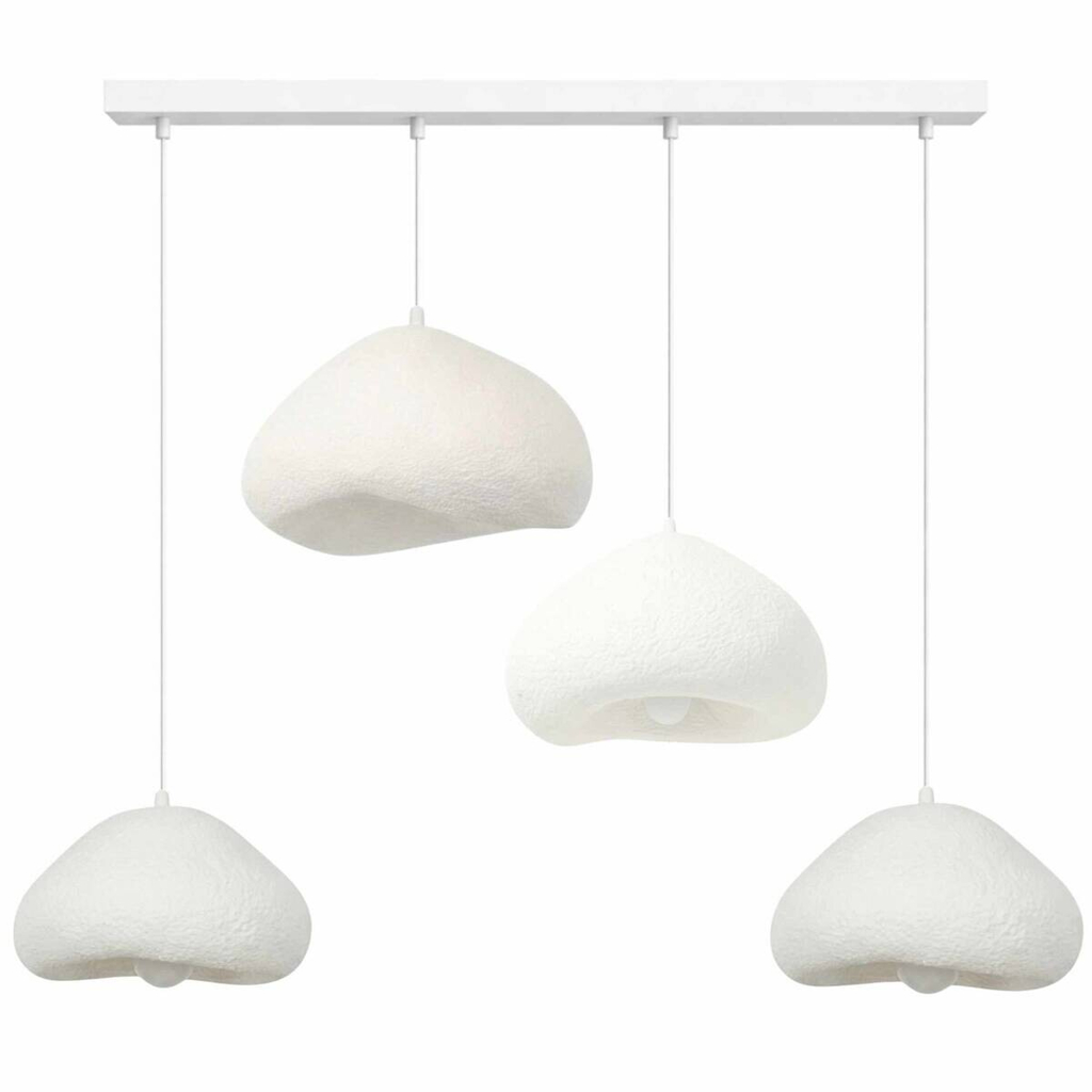 Opviq Pendelleuchte weiß Metall Fiberglas B/H/T/L: ca. 154x110x46x154 cm E27 4 Brennstellen