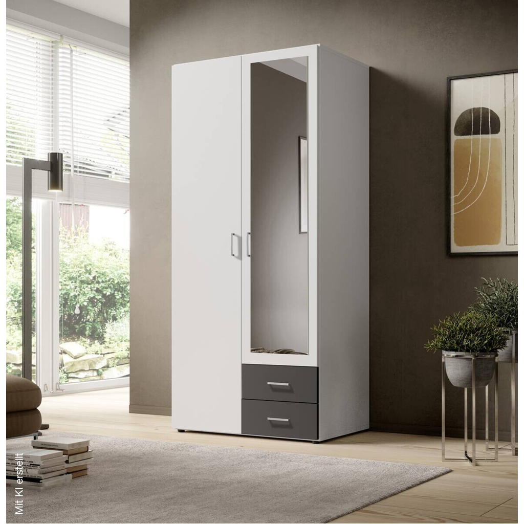 Kleiderschrank Base 2 weiß Graphit B/H/T: ca. 81x176x51 cm