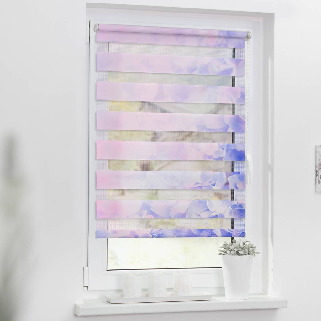 LICHTBLICK Doppelrollo Duo Hortensie lila B/T: ca. 90x150 cm