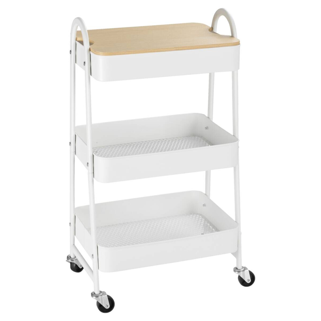HOMCOM Küchenwagen weiß Edelstahl B/H/L: ca. 31x45x79,4 cm