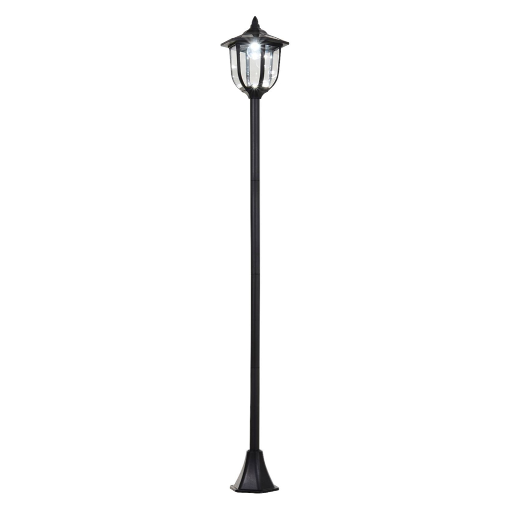 Gartenlaterne mit LED schwarz Kunststoff Edelstahl H/D: ca. 177x27 cm