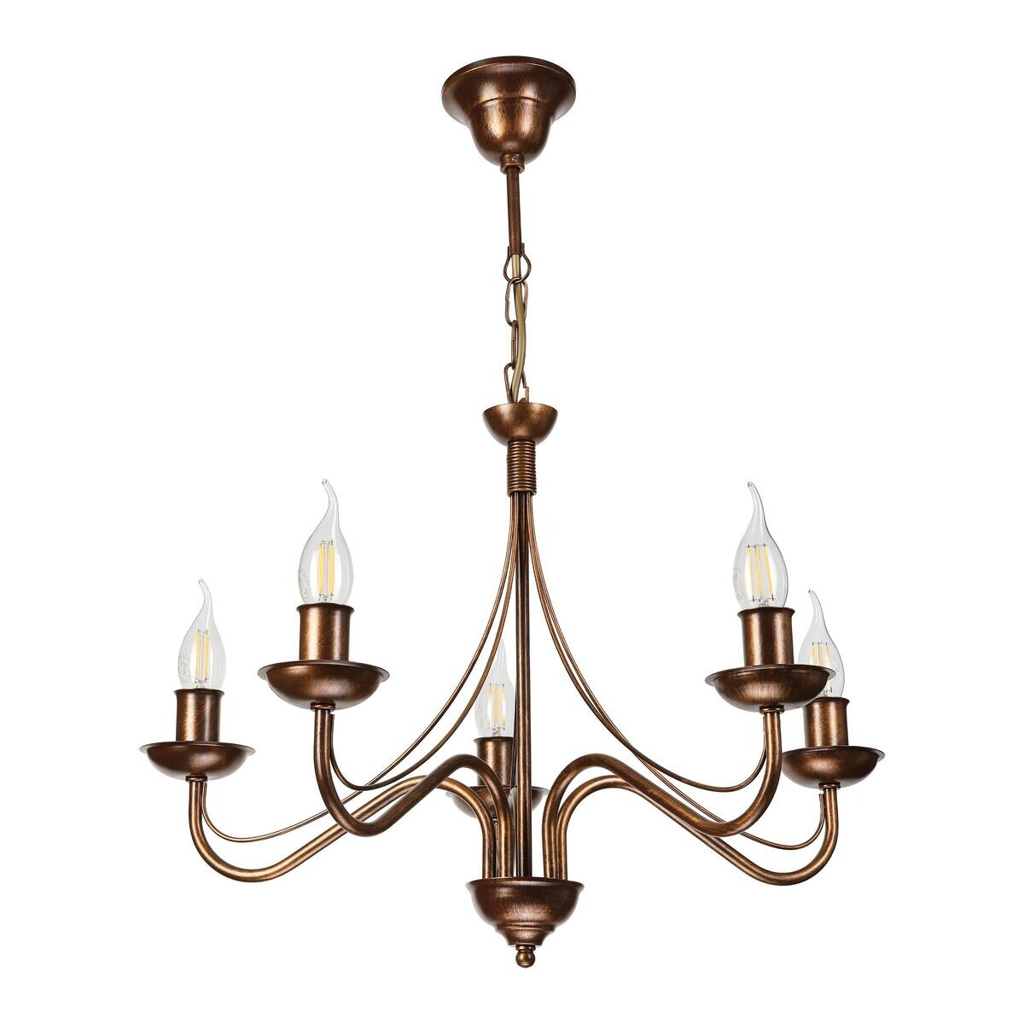 Lamkur Pendelleuchte braun Stahl B/H/L: ca. 53x71x53 cm E14 5 Brennstellen