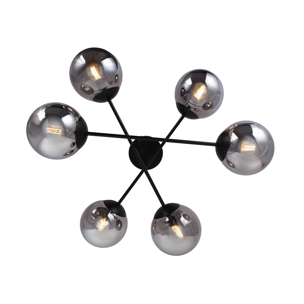 POCOline Deckenleuchte Space schwarz Rauchglas B/H/T: ca. 66x30x66 cm E14 6 Brennstellen