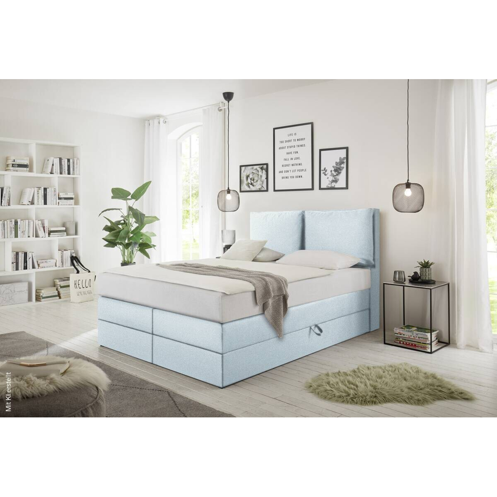 Boxspringbett Lissy hellblau Liegefläche B/L: ca. 140x200 cm