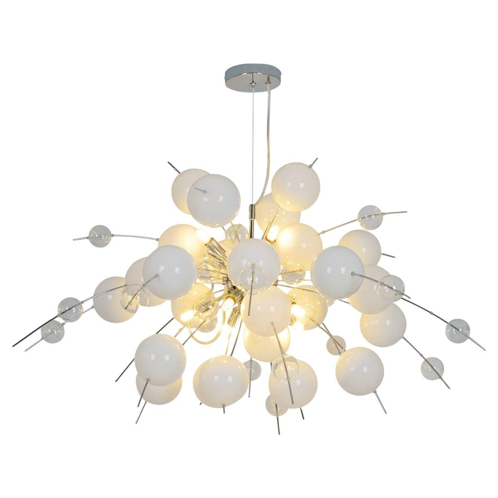 Näve Leuchten Pendelleuchte weiß Glas Metall B/H/T/D: ca. 98x187x98x98 cm G9 10 Brennstellen