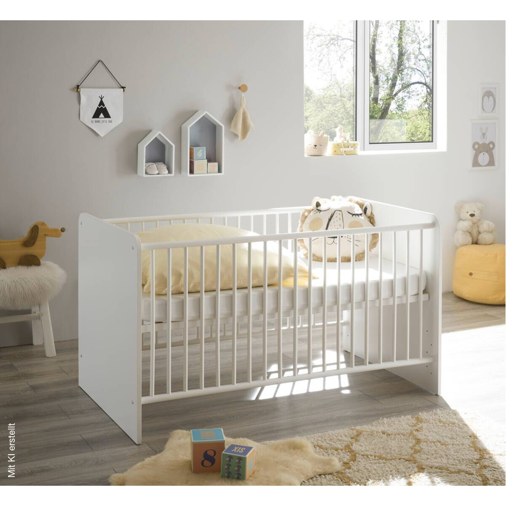 Babybett Alex weiß Graphit Liegefläche B/L: ca. 70x140 cm