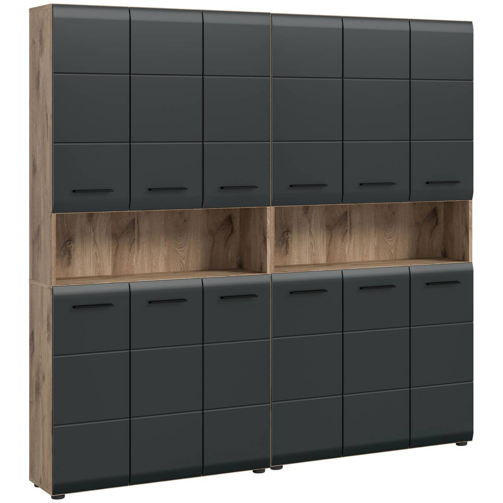 Badezimmer-Set Ice Nox Oak Nachbildung schwarz matt B/H/T: ca. 180x185x30 cm