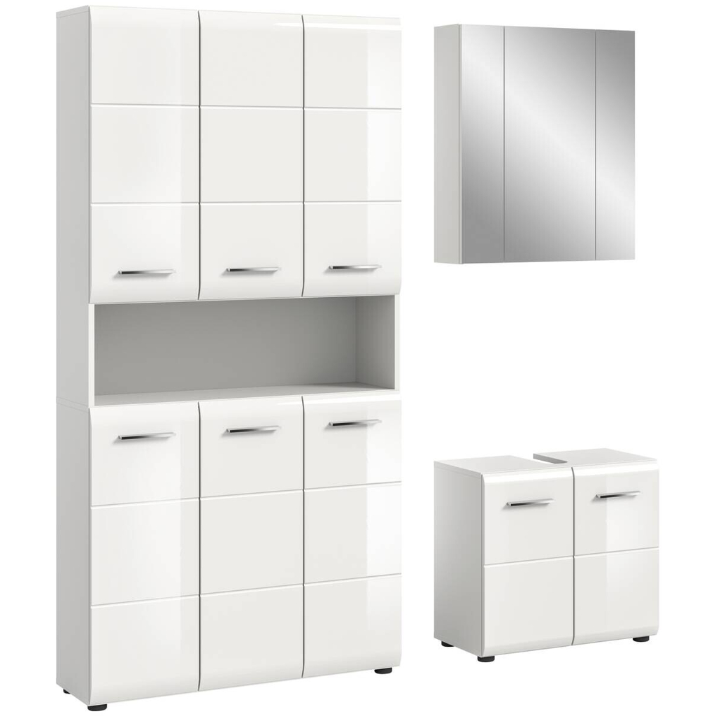 Badezimmer-Set Ice weiß weiß Hochglanz B/H/T: ca. 165x185x30 cm