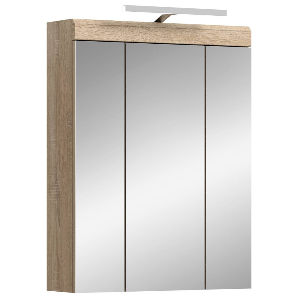 Spiegelschrank Lambada Eiche Sonoma Nachbildung weiß Hochglanz B/H/T: ca. 60x79x37 cm
