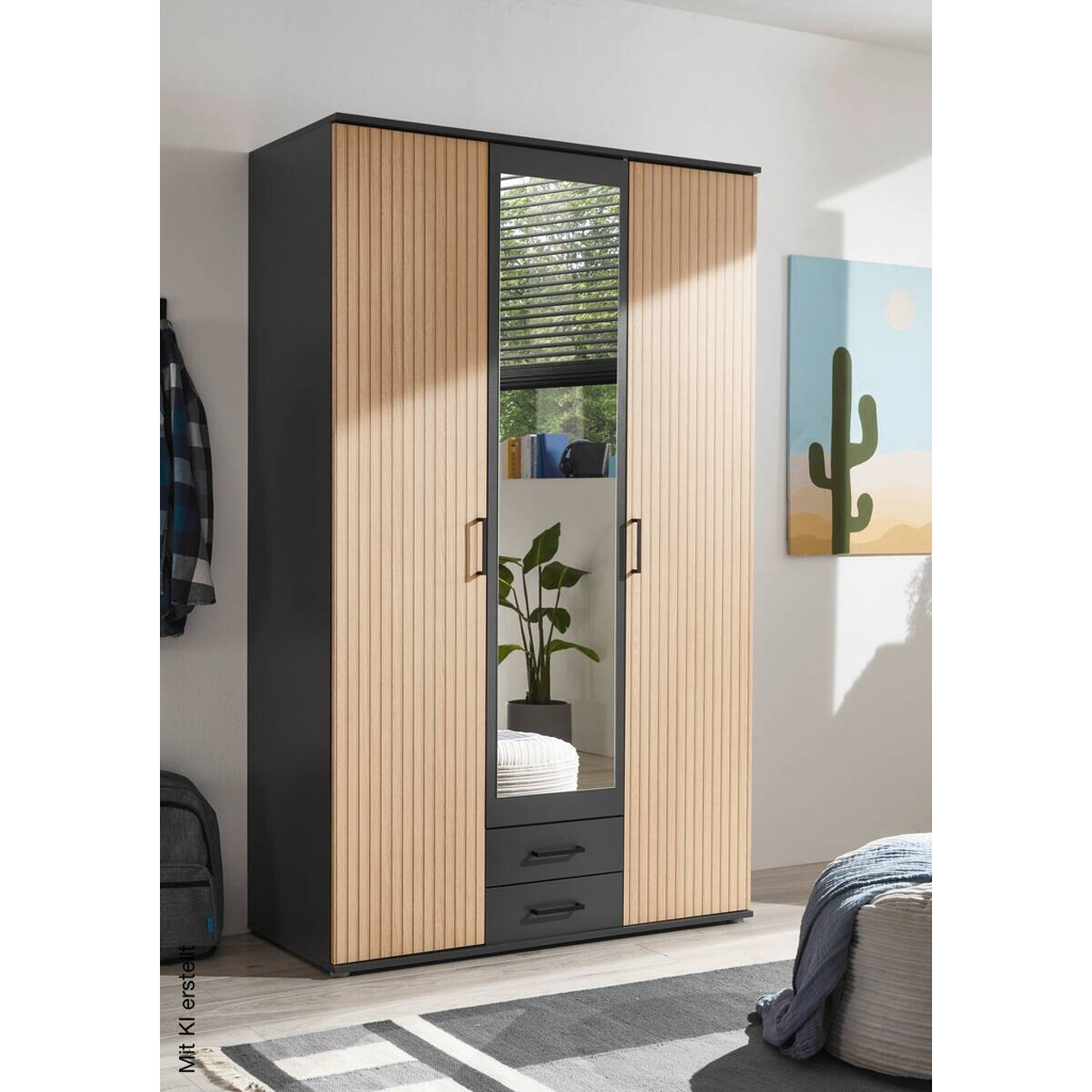 Kleiderschrank Laurie Graphit B/H/T: ca. 120x196x54 cm