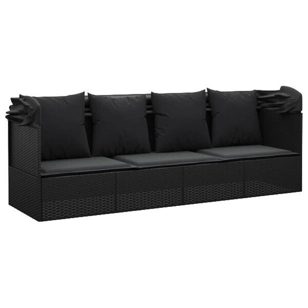 vidaXL Loungebett schwarz Rattan B/H/L: ca. 65x127x203 cm
