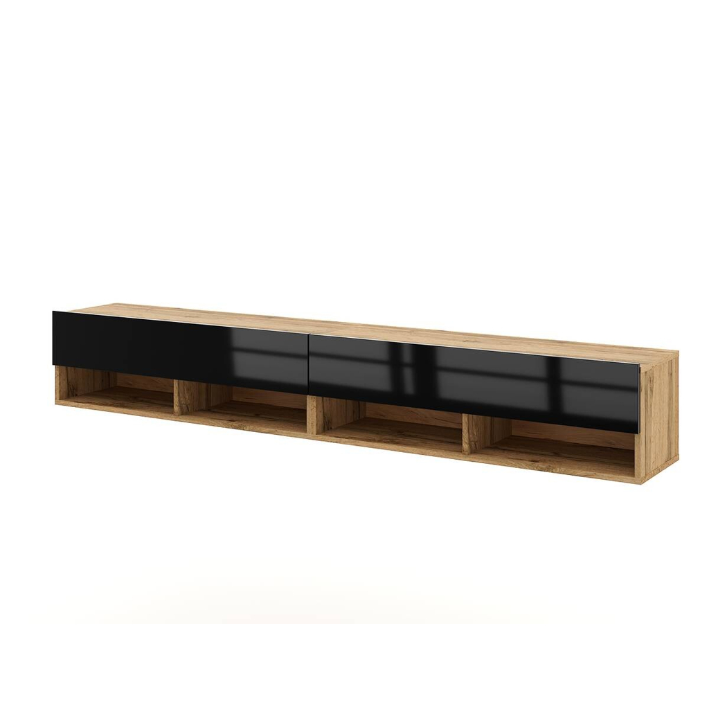 TV-Lowboard TV LOWBOARD DERBY 280 Eiche Wotan Nachbildung schwarz glänzend B/H/T: ca. 280x32,5x31,5 cm