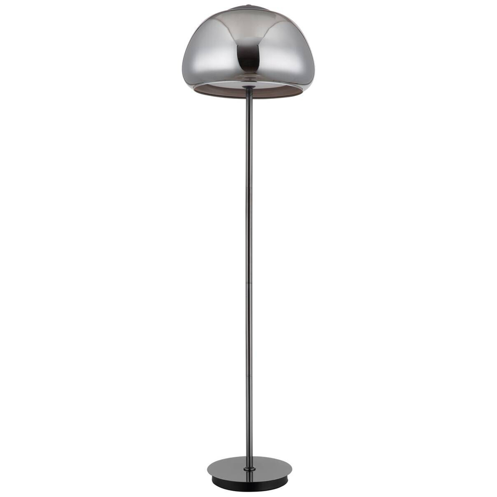 GLOBO Stehlampe Chrom schwarz Metall Glas B/H/L: ca. 44x37x44 cm