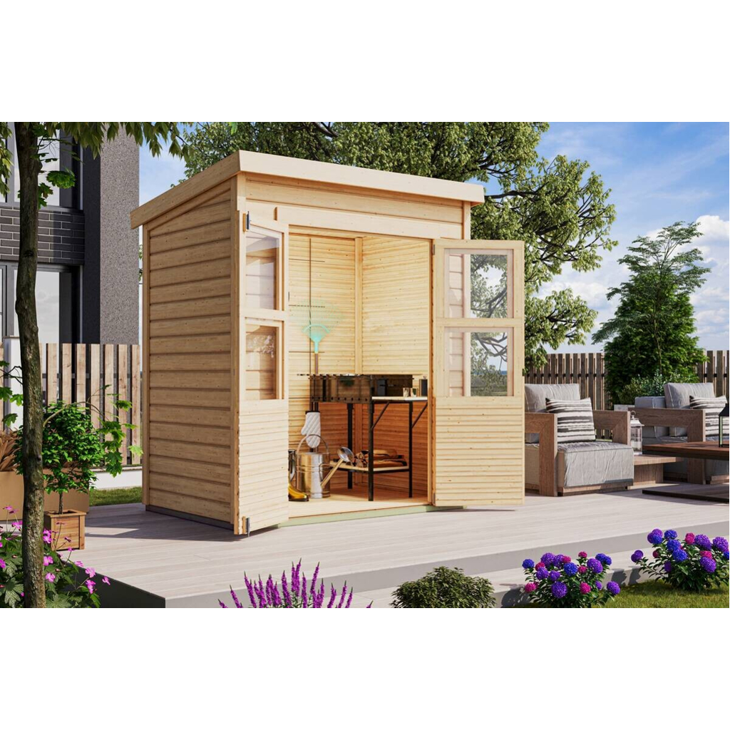 Karibu Gartenhaus Tony 0 natur B/H/T: ca. 182x219x126 cm
