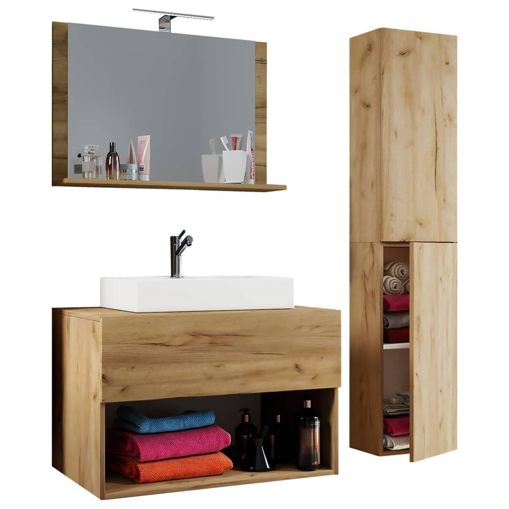 Waschplatz 4tlg-Lendas weiß Eiche Honig Nachbildung B/H/T: ca. 60x52x52 cm
