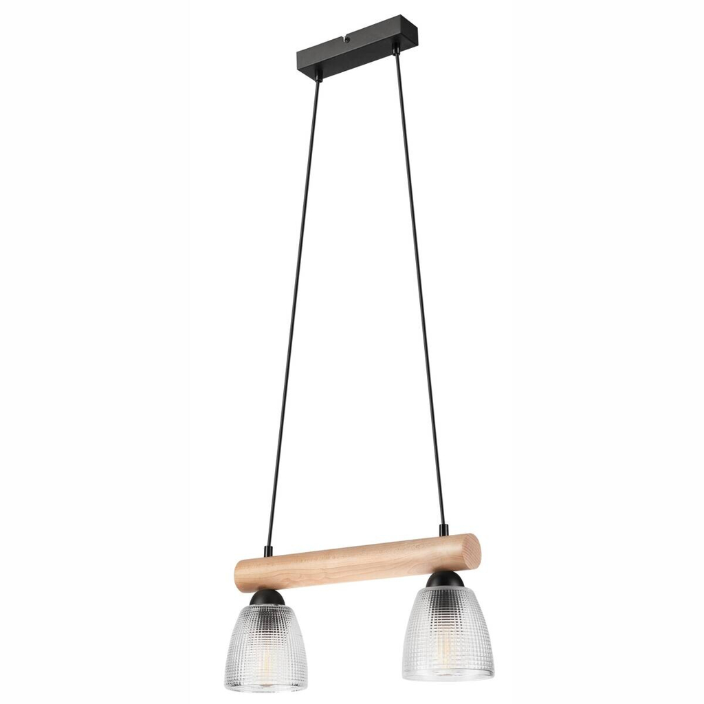 Lamkur Pendelleuchte natur Stahl B/H/L: ca. 20x101x43 cm E27 2 Brennstellen