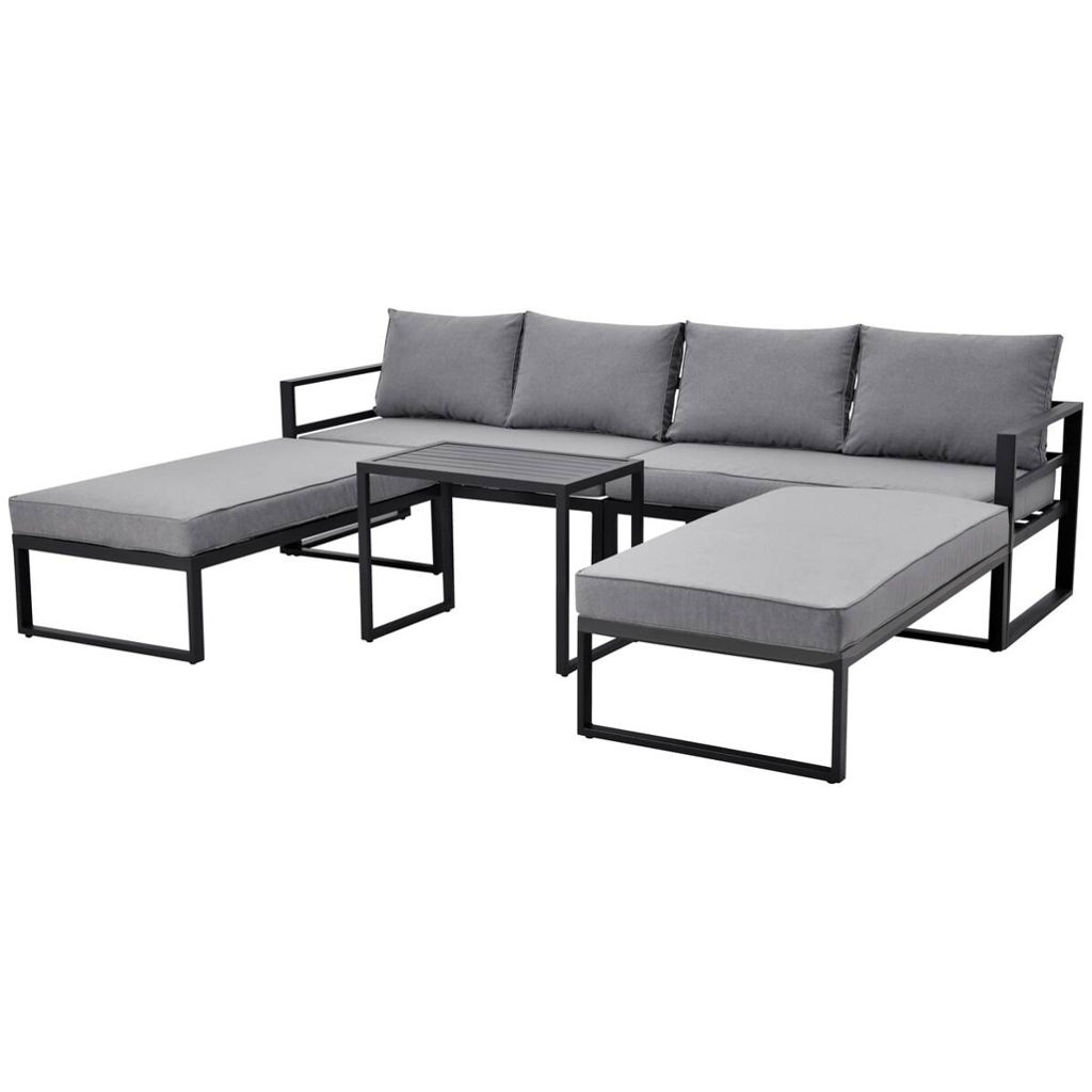 Loungeset Bilbao schwarz Stahl