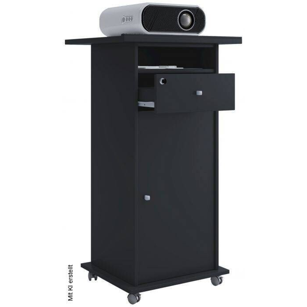 VCM Beamer-Stand Rollwagen Schublade schwarz