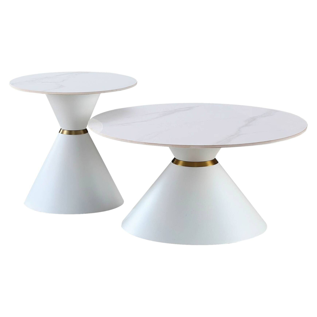 Couchtisch C222W-Twin weiß gold B/H: ca. 80x40 cm