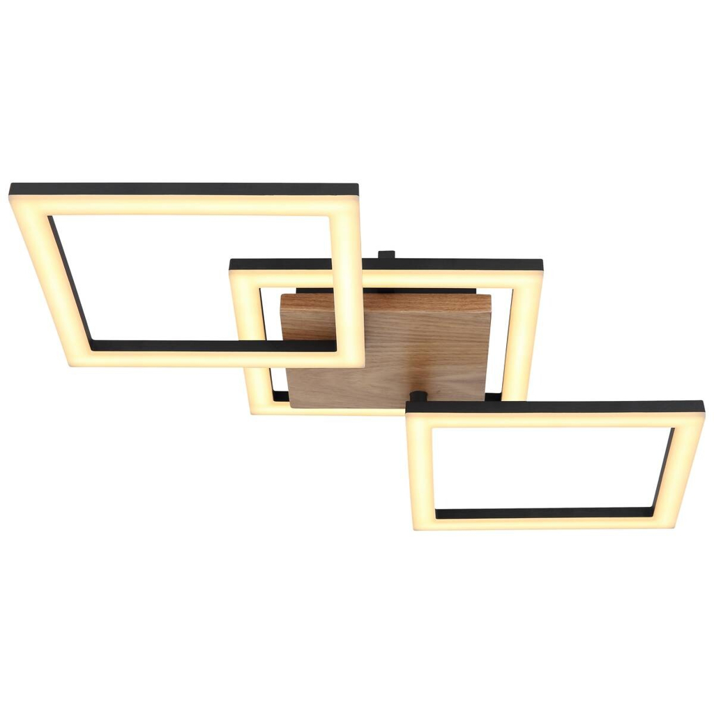 GLOBO Deckenleuchte 67280-30 dunkelbraun schwarz Opal Holz Metall Kunststoff B/H/L: ca. 31x7,5x66 cm