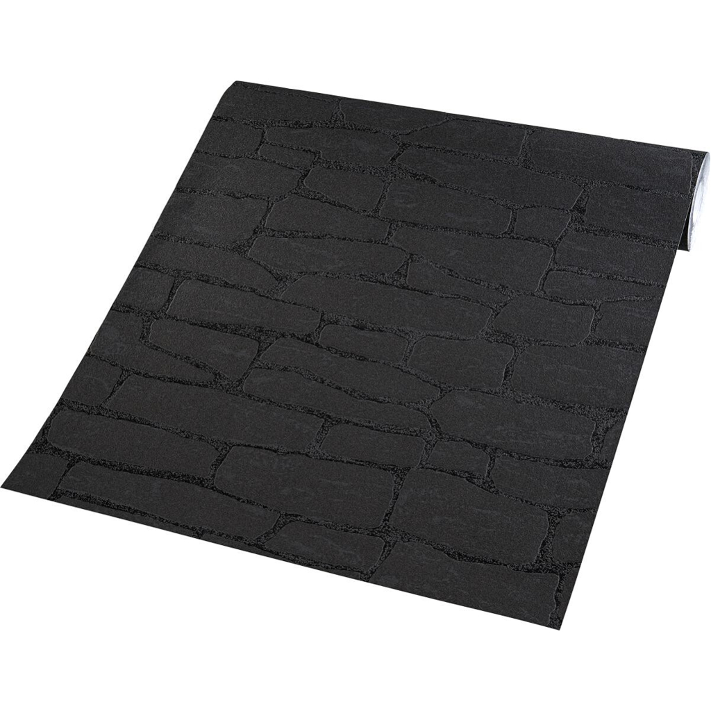 Vliestapete Steinoptik schwarz B/L: ca. 53x1005 cm