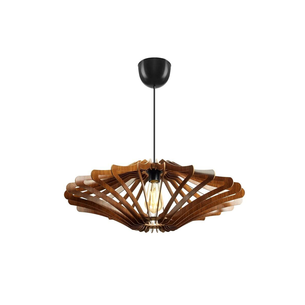 Opviq Pendelleuchte nussbaum MDF B/H/L: ca. 47x55x47 cm E27 1 Brennstellen