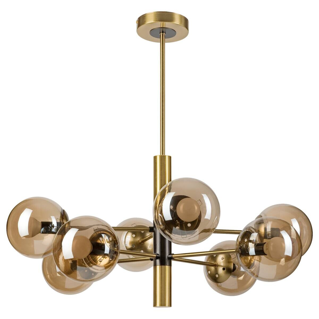 Lamkur Pendelleuchte gold schwarz Metall Glas H/D: ca. 76x68 cm E14 8 Brennstellen