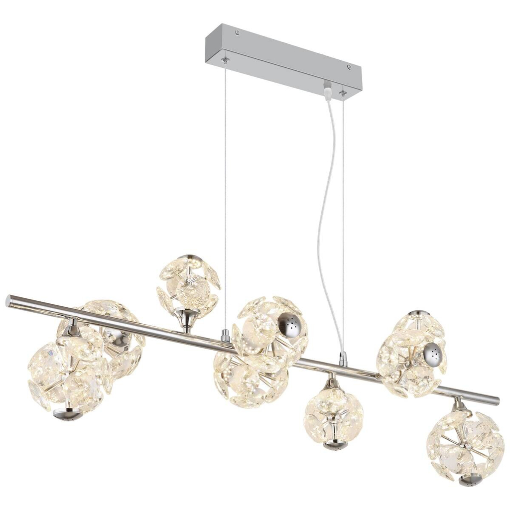 GLOBO Pendelleuchte klar Chrom Metall B/H/T/L: ca. 36x120x86,6x86,6 cm 1 Brennstellen