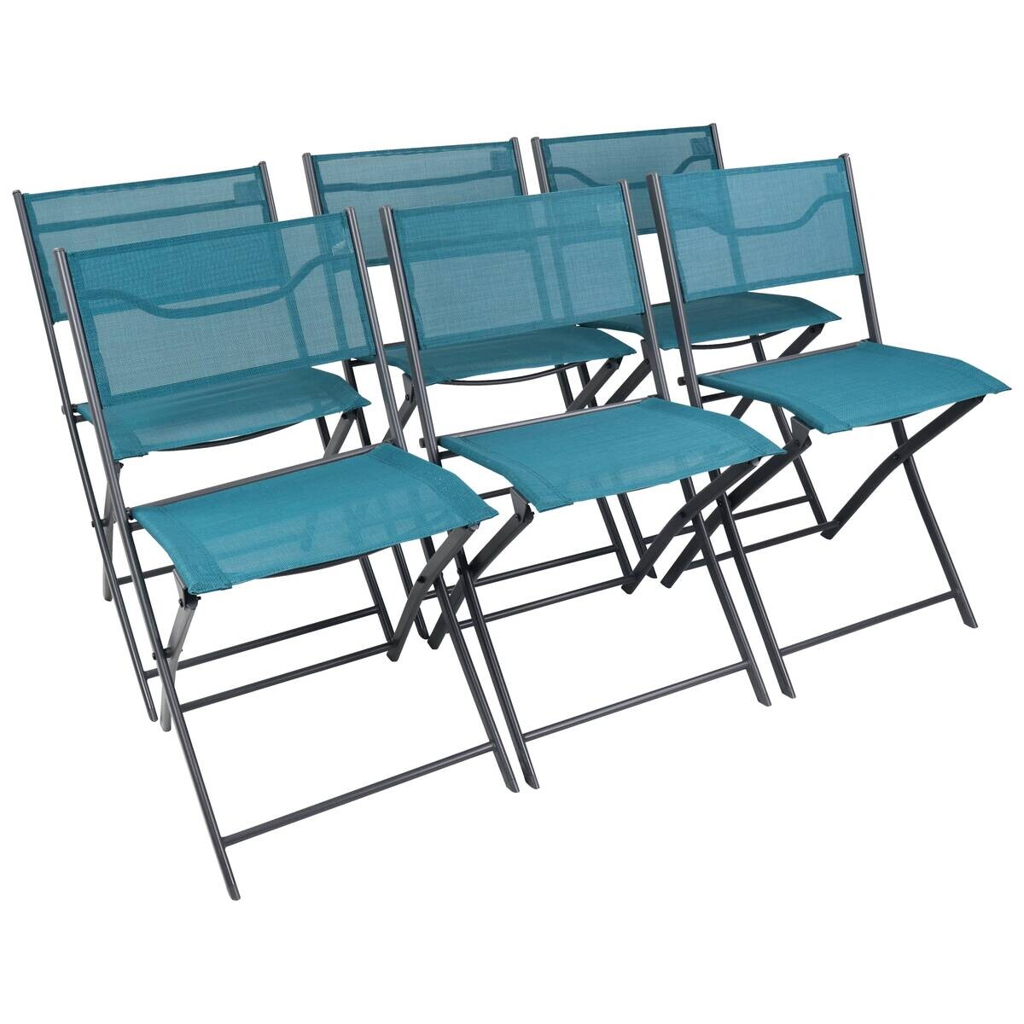 VCM Gartenstuhl 6er Set Sumila türkis Metall B/H/L: ca. 45x79x46 cm