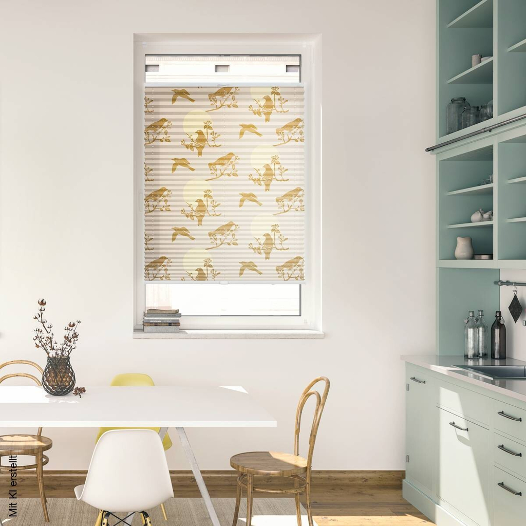 LICHTBLICK Spannplissee Moon Birds beige B/L: ca. 100x130 cm