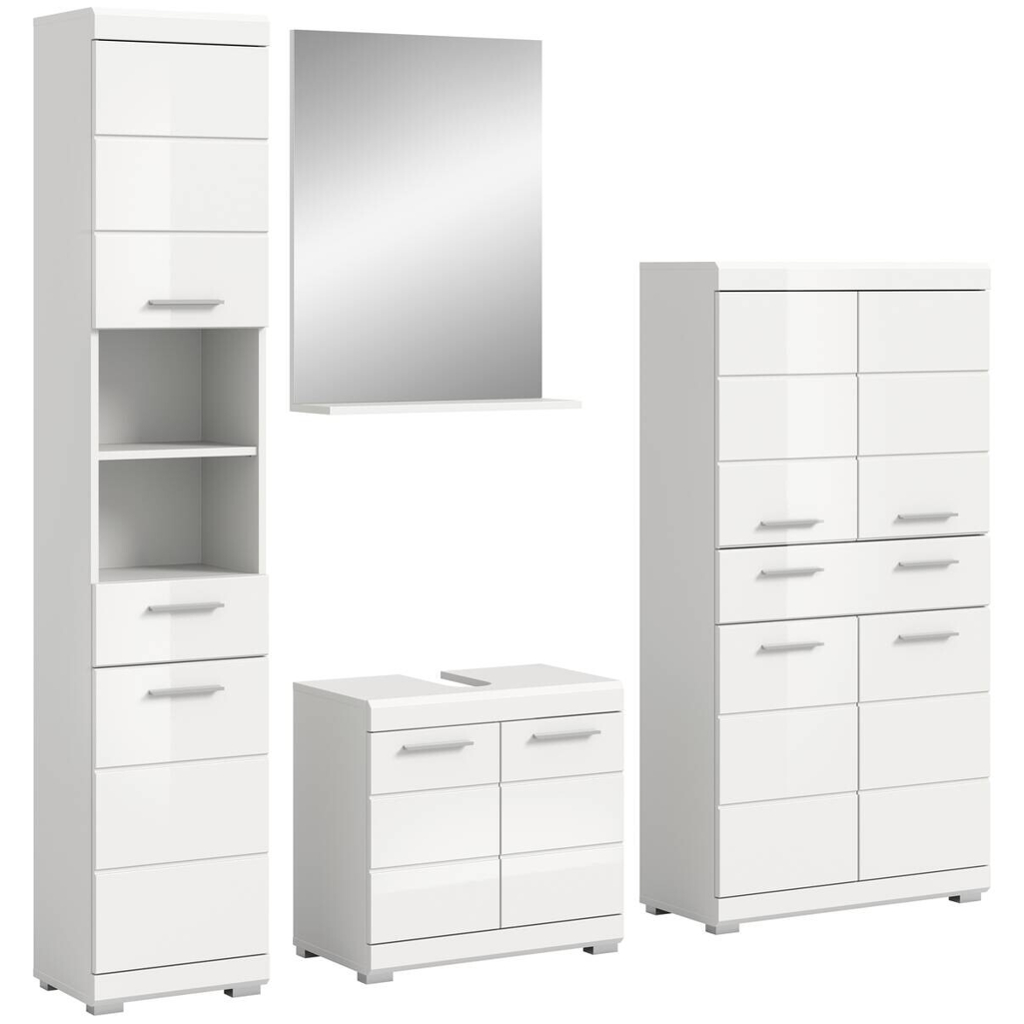 Badezimmer-Set Scout weiß weiß Hochglanz B/H/T: ca. 186x191x34 cm