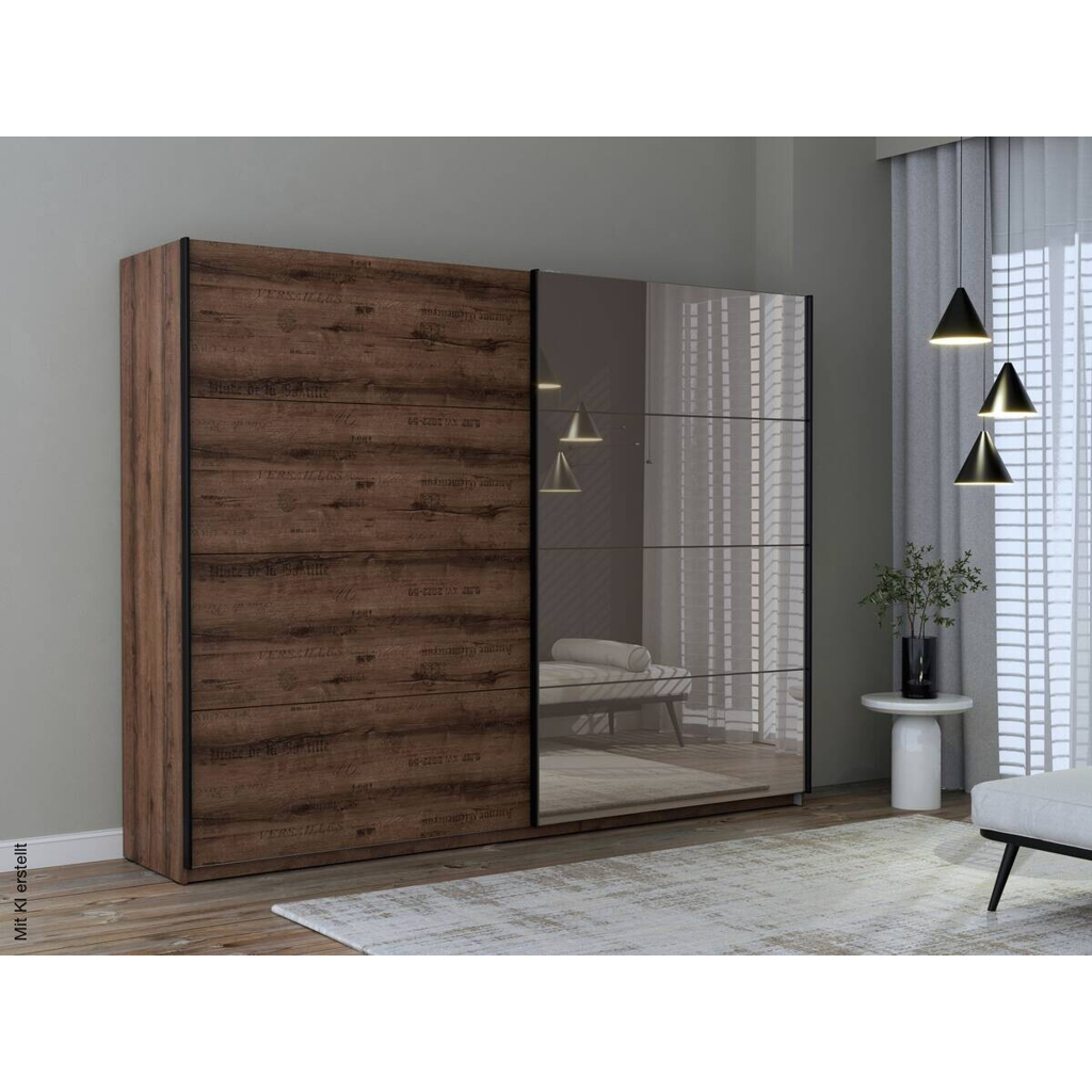 Schwebetürenschrank schlamm Eiche Nachbildung B/H/T: ca. 269,9x209,7x61,2 cm