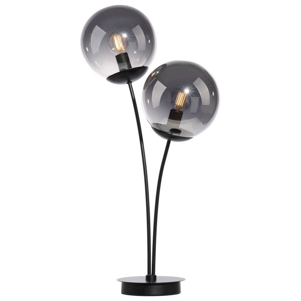 Just Light Tischleuchte BIG WIDOW 14605-18 schwarz Rauchglas Metall B/H: ca. 33,5x60 cm E14 2 Brennstellen