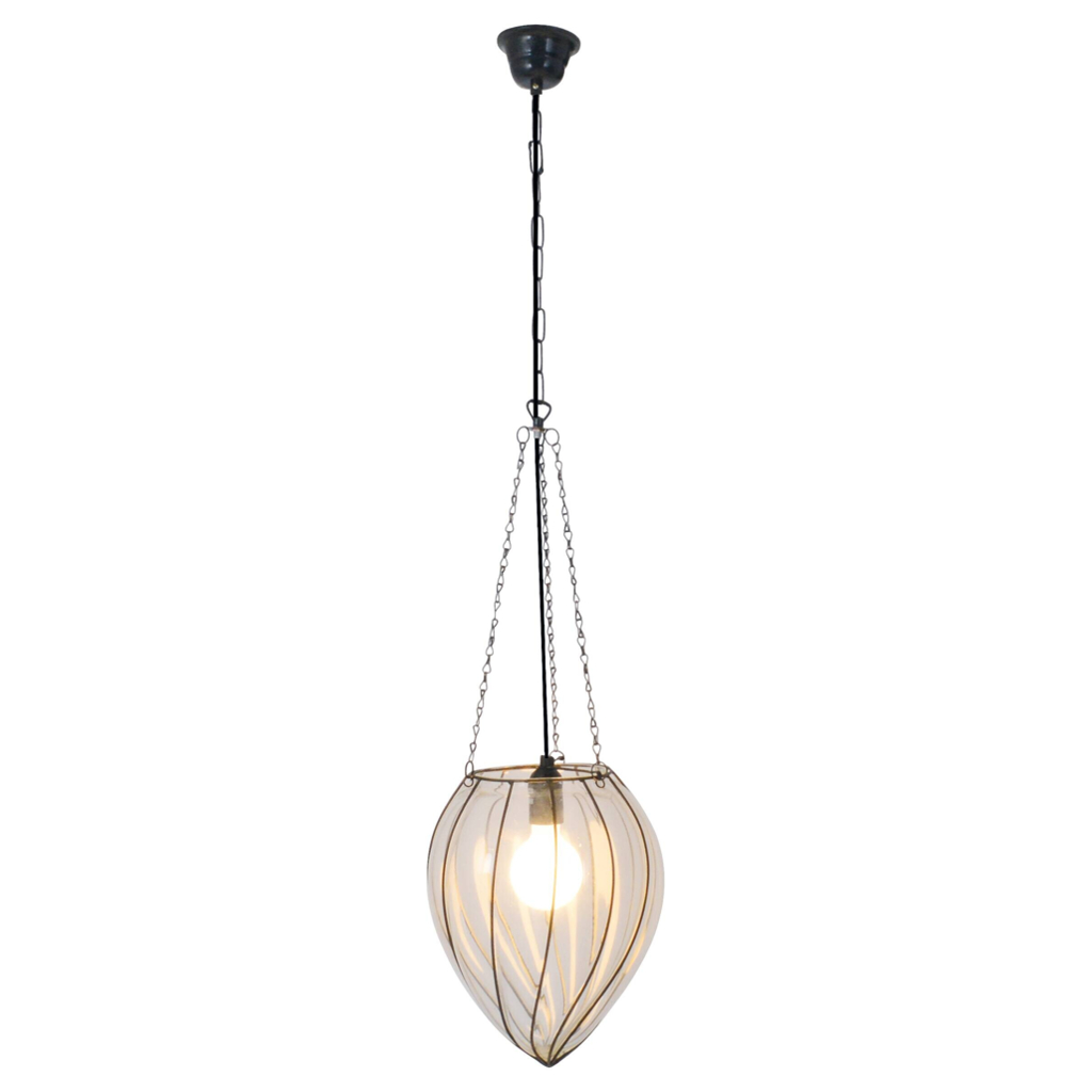 Näve Leuchten Pendelleuchte klar Glas Metall B/H/T/D: ca. 25x32x25x25 cm E27 1 Brennstellen