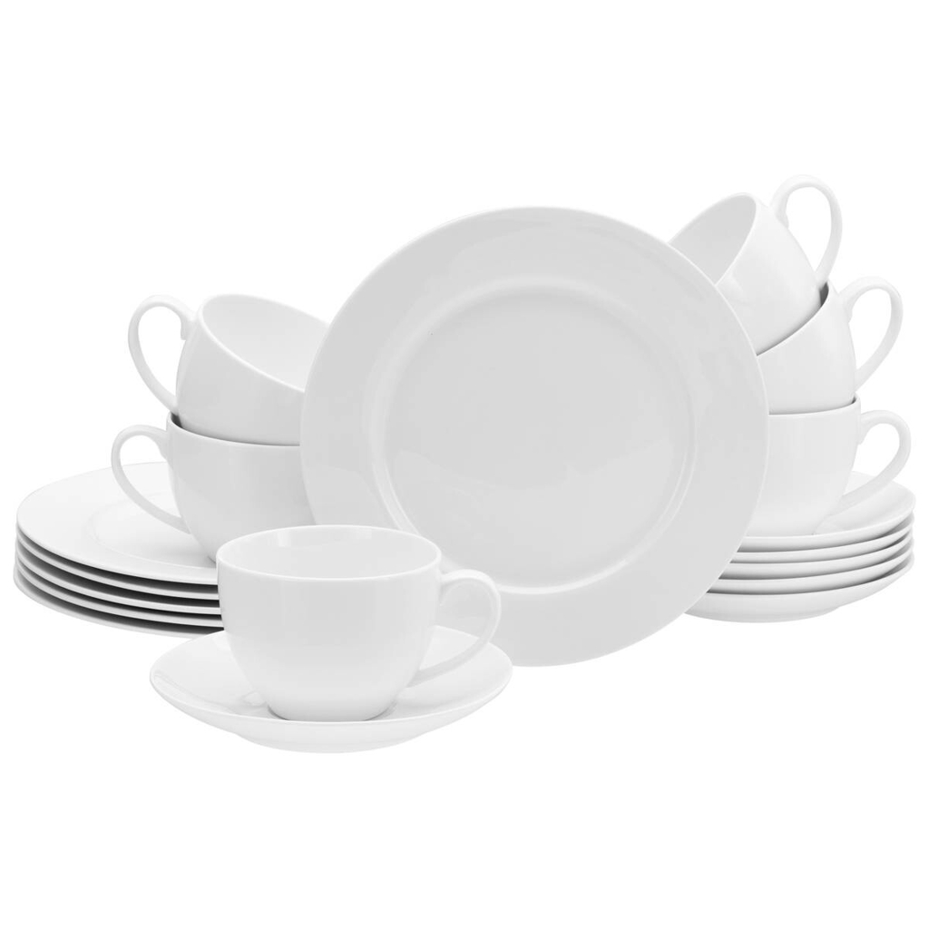 CreaTable Kaffeeservice Fleur Royal cremeweiß Porzellan 18 tlg.