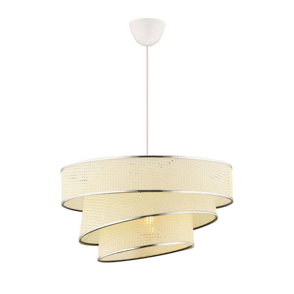 Opviq Pendelleuchte Couper weiß silber Baumwolle Metall B/H/L: ca. 40x72x40 cm E27 1 Brennstellen