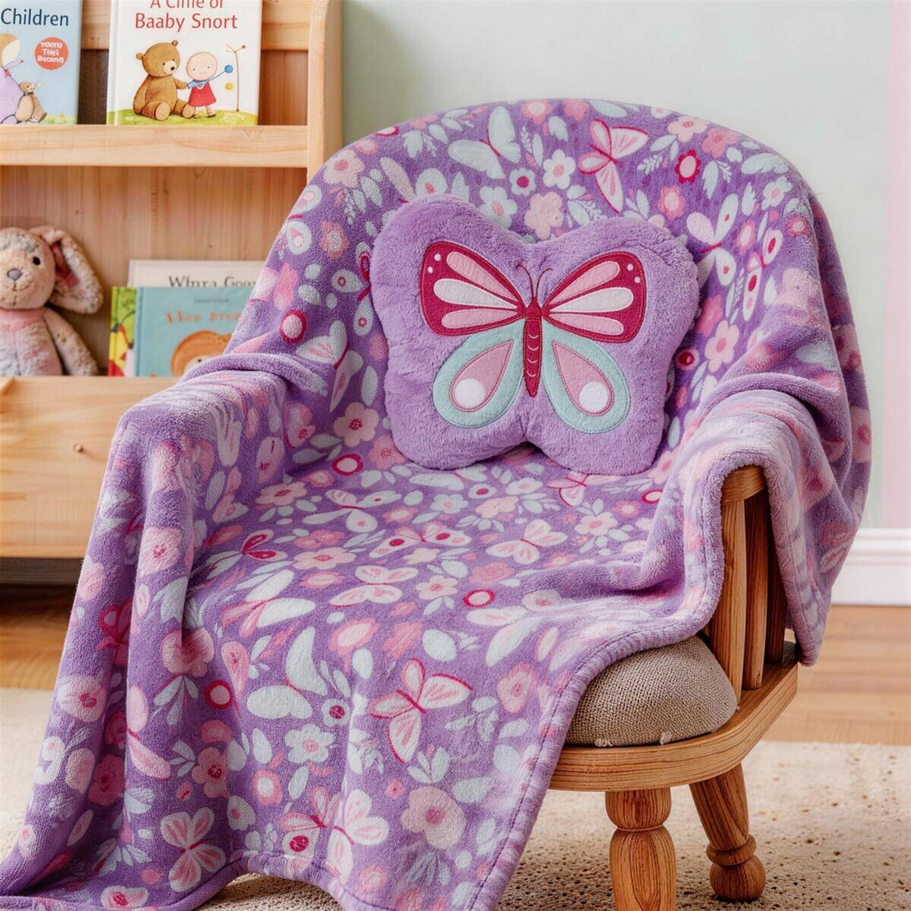 Set bestehend aus Kissen und Kuscheldecke lila Polyester B/L: ca. 100x127 cm