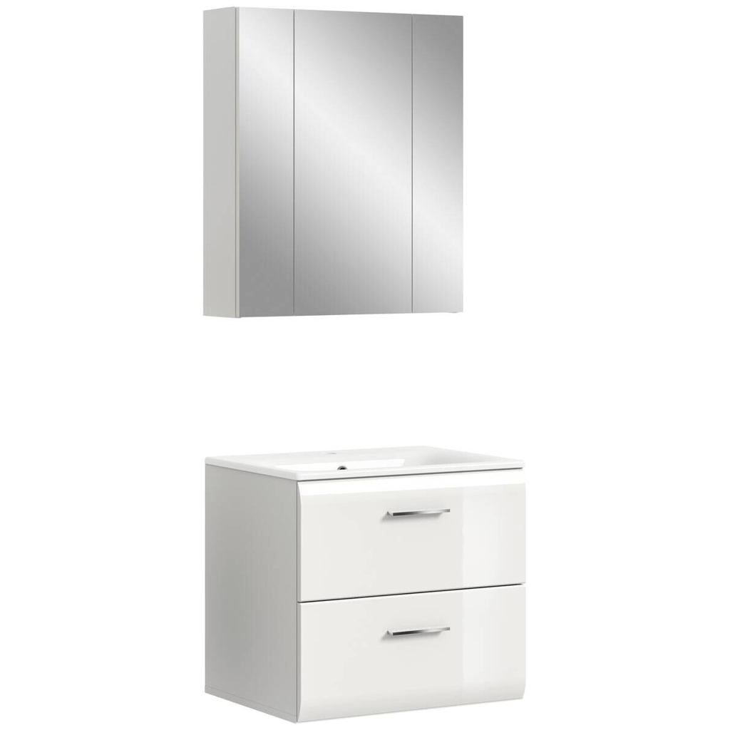 Badezimmer-Set Ice weiß weiß Hochglanz B/H/T: ca. 60x185x46 cm