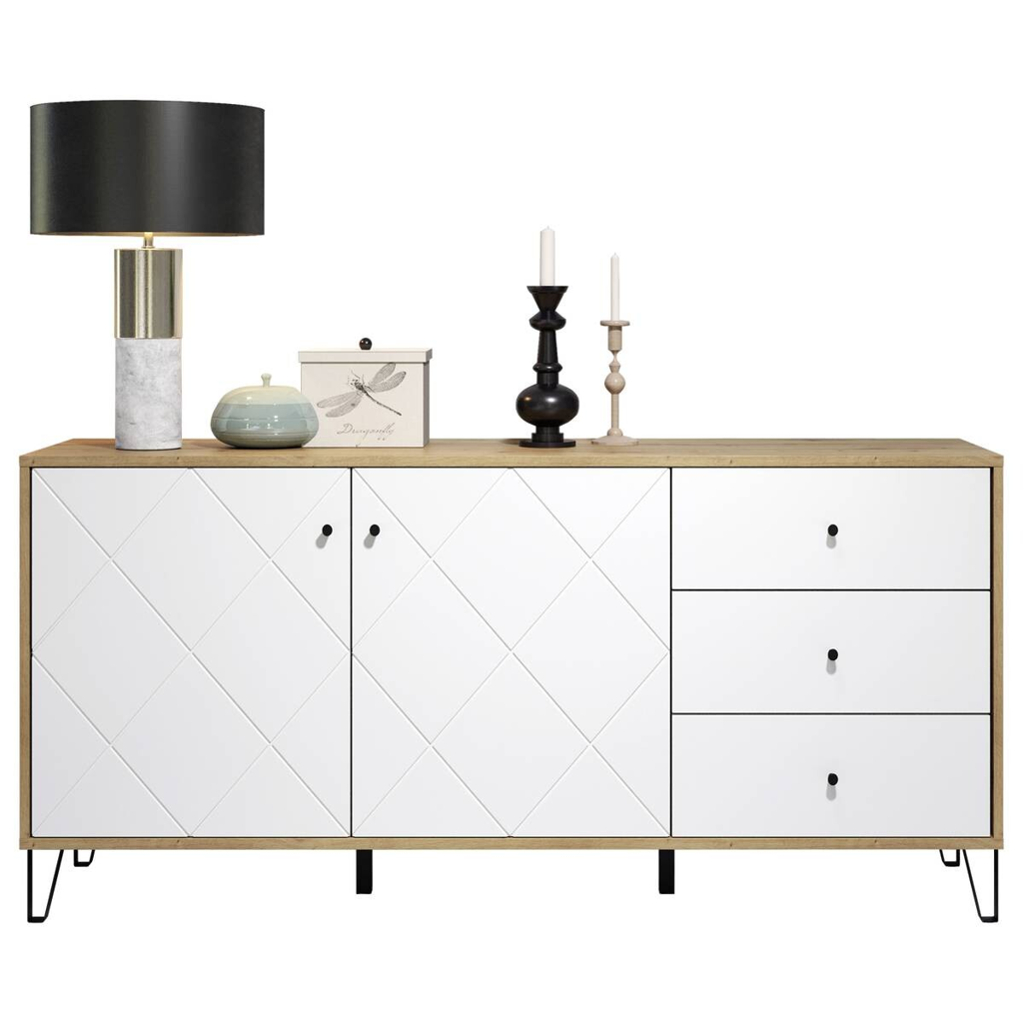 Sideboard Touch Eiche Artisan Nachbildung weiß matt B/H/T: ca. 183x76x40 cm