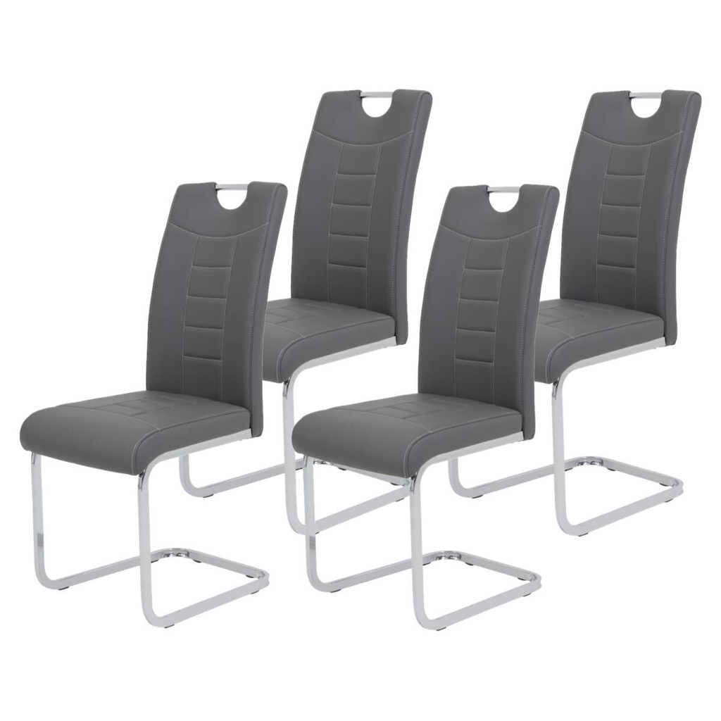 Schwingstuhl Ruby 4er Set grau Kunstleder B/H/T: ca. 44x103x60 cm