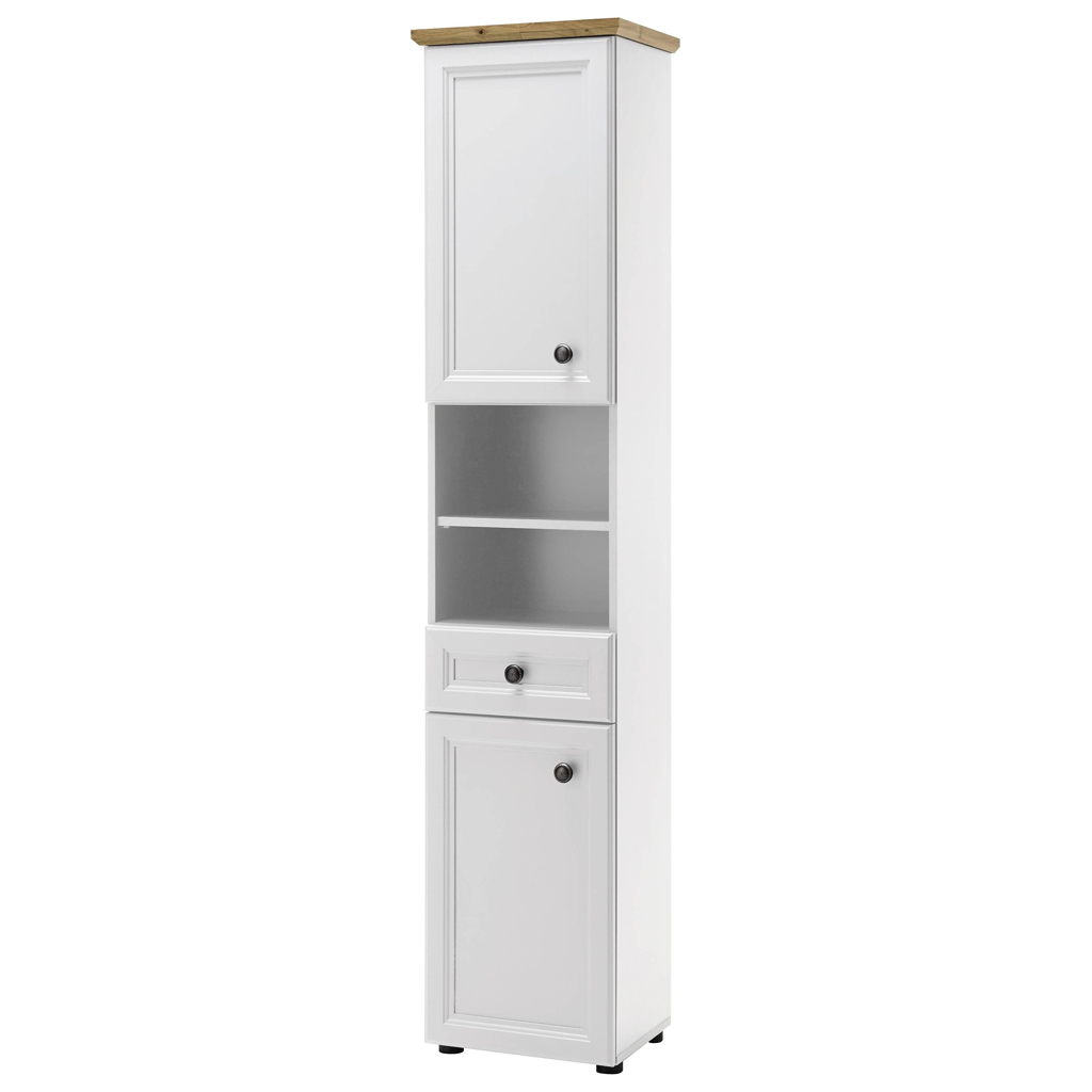 Badhochschrank Toskana weiß Eiche Artisan Nachbildung B/H/T: ca. 41x191x32 cm