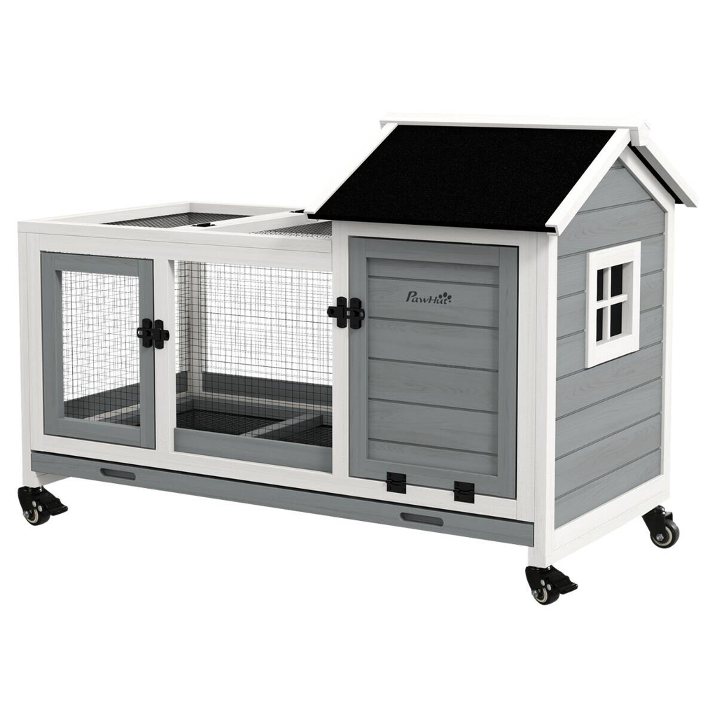 PawHut Zwergkaninchenstall grau Stahl B/H/L: ca. 58x73,5x108 cm