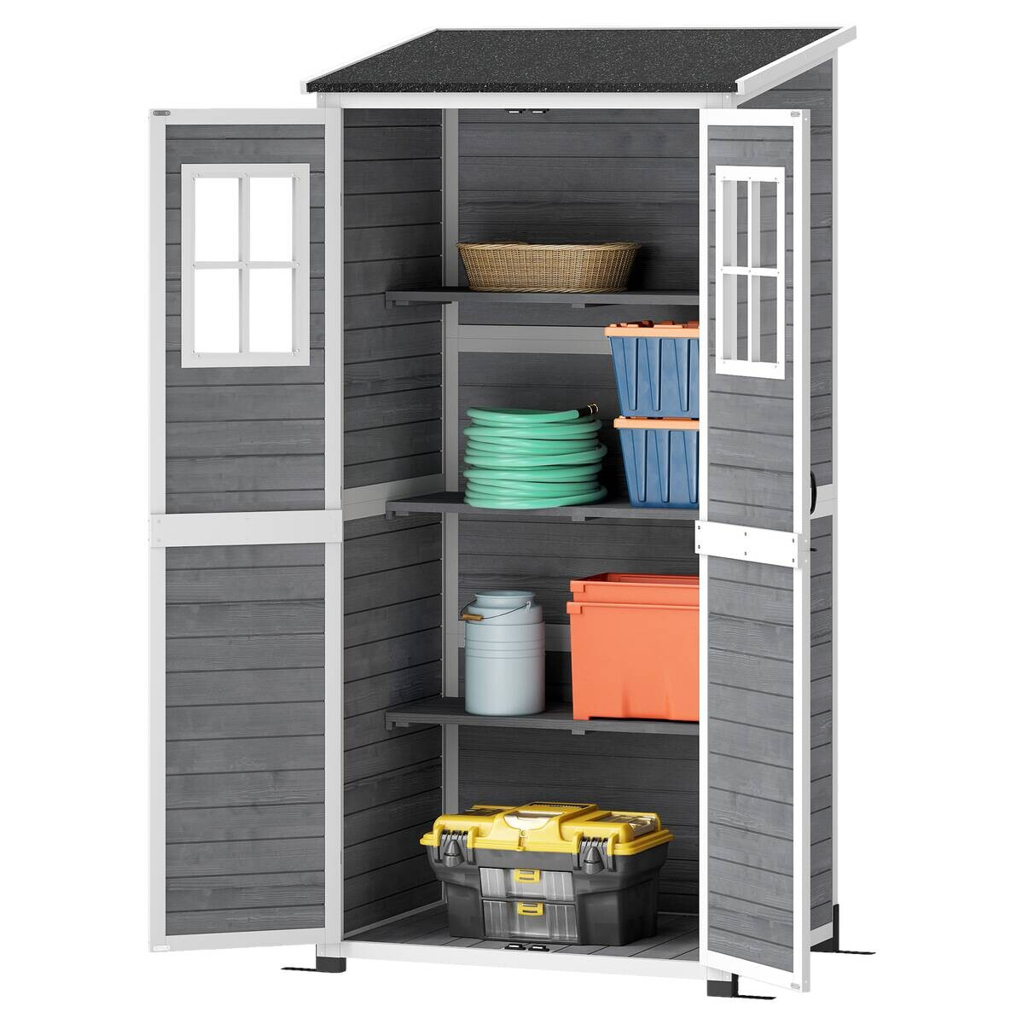 Outsunny Gartenschrank hellgrau Holz B/H/L: ca. 69x192x91 cm