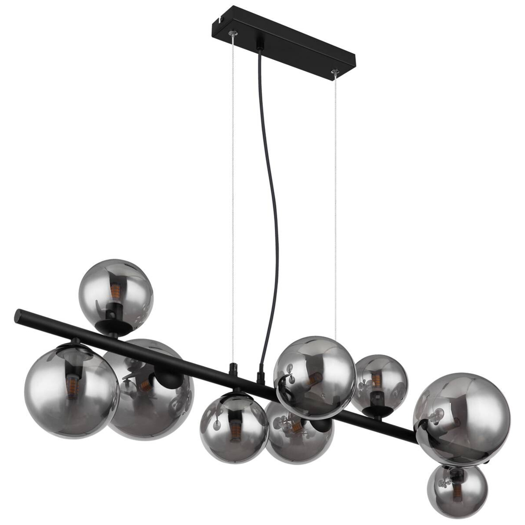 GLOBO Pendelleuchte 56133-9H Riha schwarz Metall Rauchglas B/H/L: ca. 34,5x120x87 cm 9 Brennstellen
