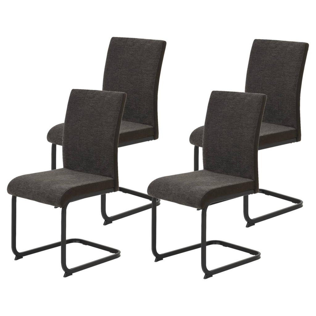 Stuhl 4er Set LINN braun schwarz Webstoff Metall B/H/T: ca. 43x92x52 cm