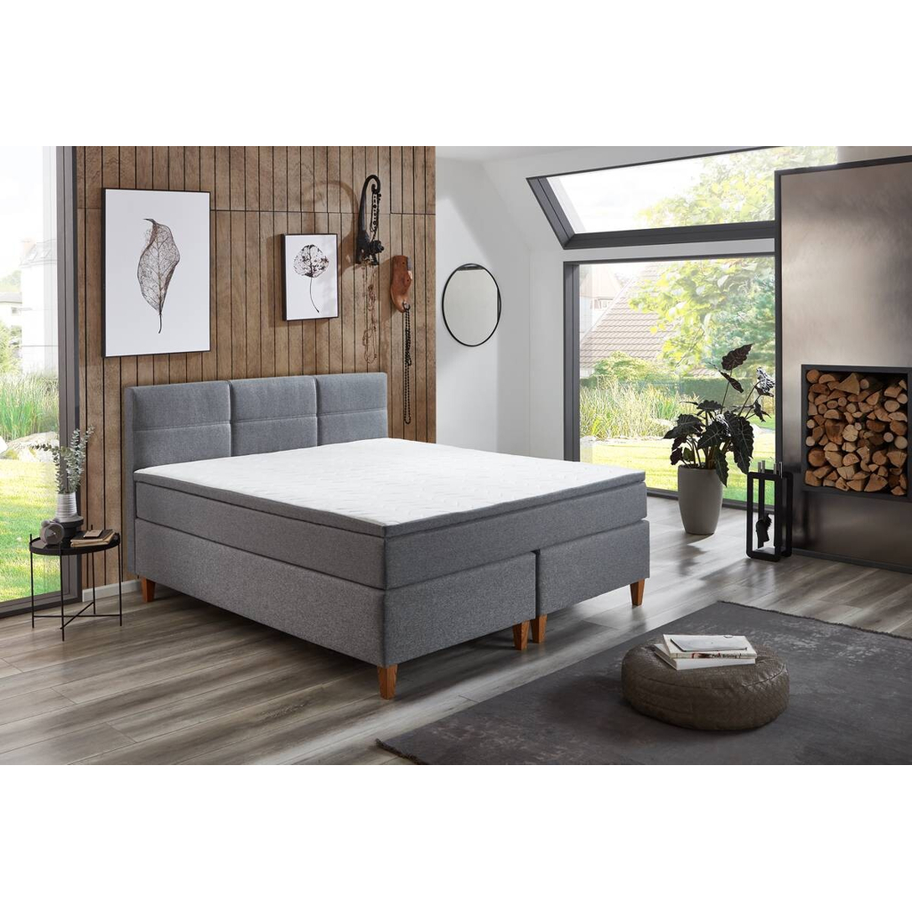 Boxspringbett Kenora grau Liegefläche B/L: ca. 180x200 cm
