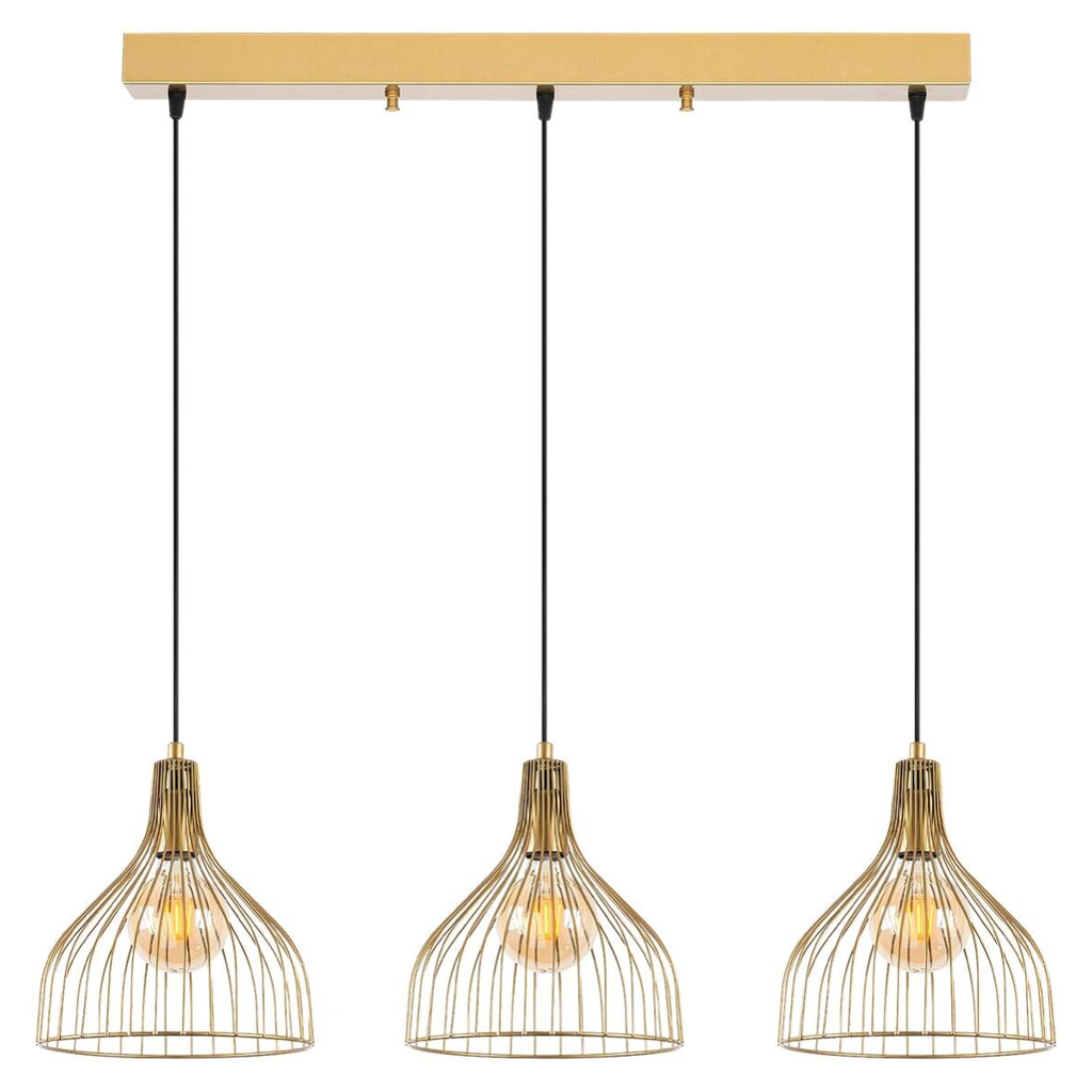 Opviq Pendelleuchte Cafu-11566-1 gold B/H/T/L: ca. 25x121x25x94 cm E27 3 Brennstellen