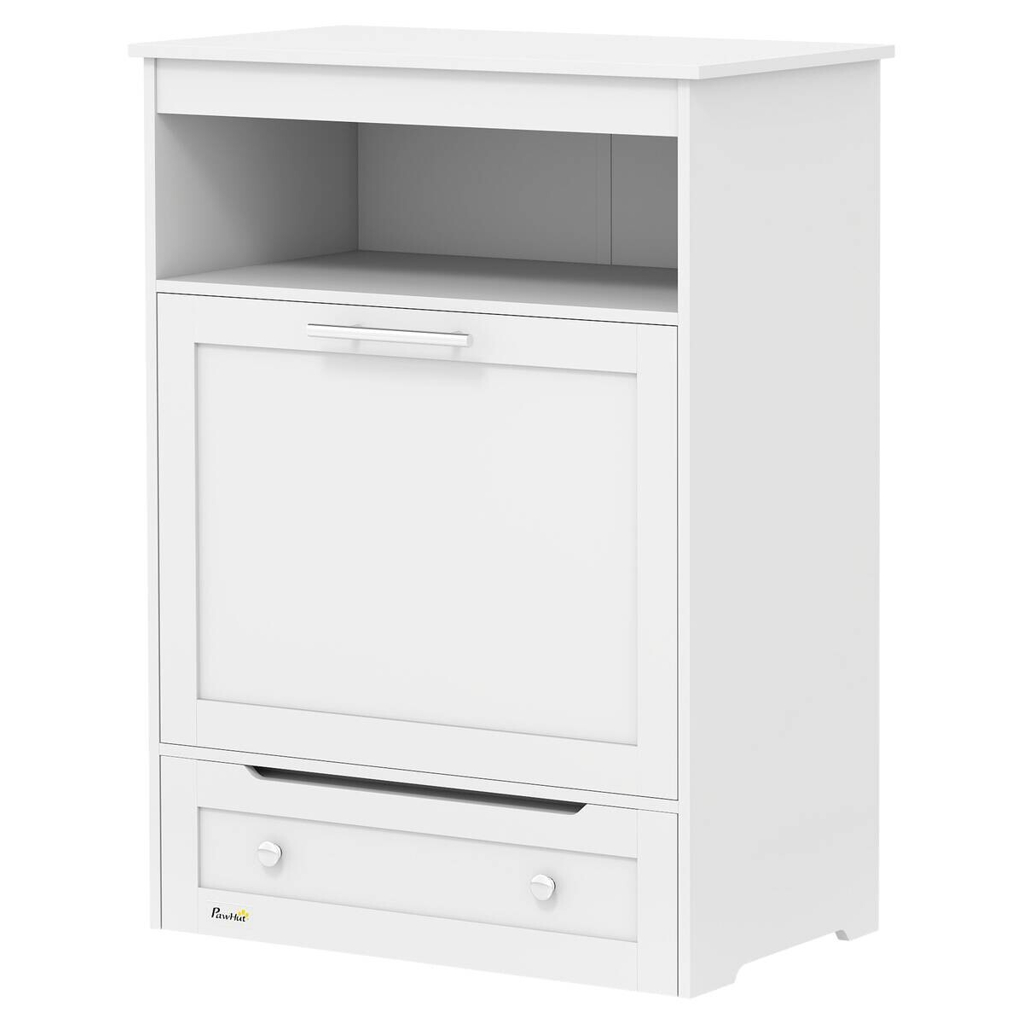 PawHut Haustier-Futterschrank weiß MDF B/H/L: ca. 35,5x82x61 cm