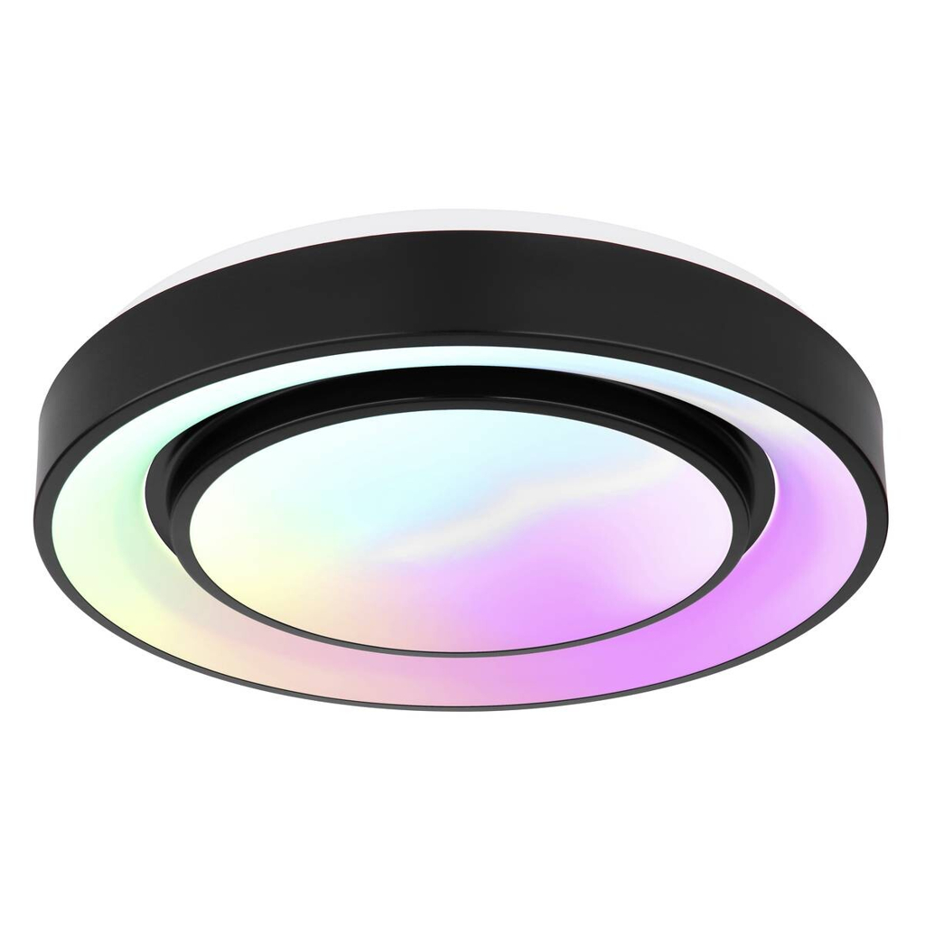 GLOBO Deckenleuchte Sully schwarz Opal Metall Kunststoff H/D: ca. 7,5x38 cm